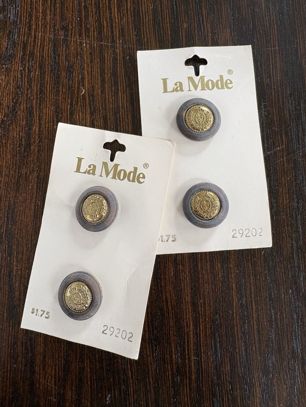 Vintage La Mode 29202 Italy Crest Buttons Brown Gold 19mm Lot of 4 Blazer